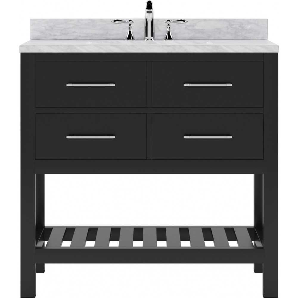 Caroline Estate 36" Single Bath Vanity in Espresso with White Marble Top and Square Sink