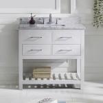 Caroline Estate 36" Single Bath Vanity in White with White Marble Top and Square Sink with Brushed Nickel Faucet