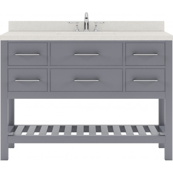 Caroline Estate 48" Single Bath Vanity in Gray with White Quartz Top and Round Sink