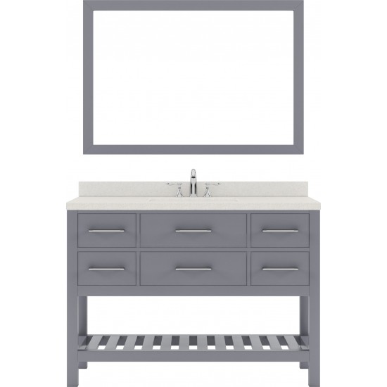 Caroline Estate 48" Single Bath Vanity in Gray with White Quartz Top and Square Sink and Matching Mirrors