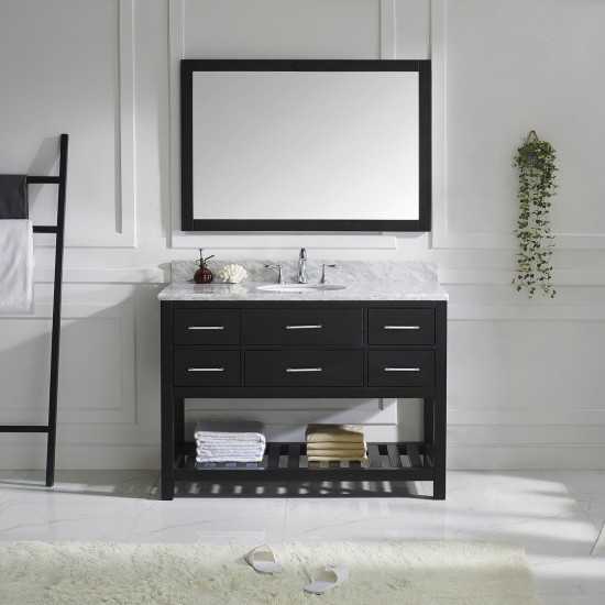 Caroline Estate 48" Single Bath Vanity in Espresso with White Marble Top and Round Sink and Matching Mirrors