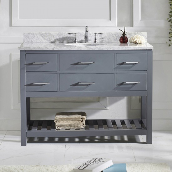 Caroline Estate 48" Single Bath Vanity in Gray with White Marble Top and Round Sink