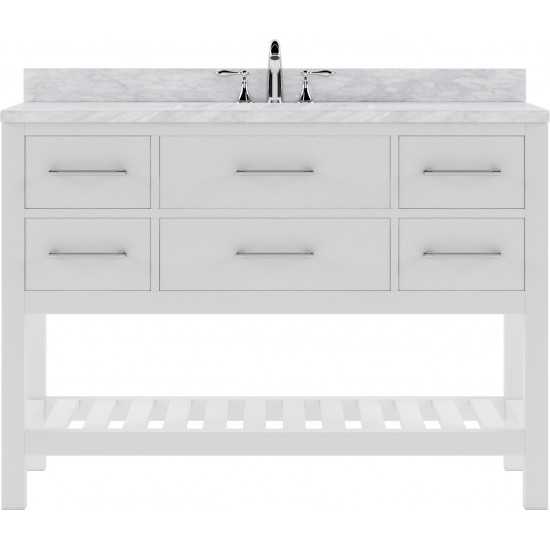 Caroline Estate 48" Single Bath Vanity in White with White Marble Top and Round Sink