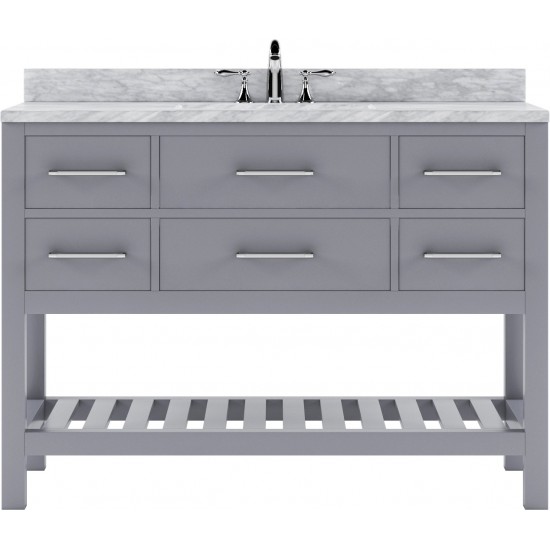 Caroline Estate 48" Single Bath Vanity in Gray with White Marble Top and Square Sink