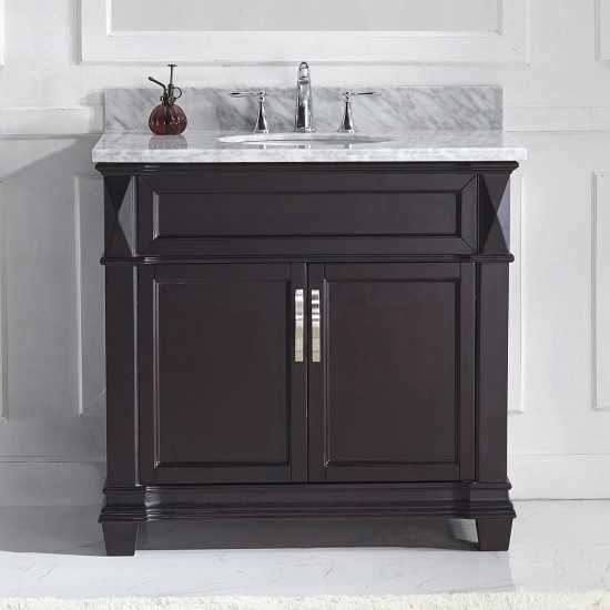 Victoria 36" Single Bath Vanity in Espresso with White Marble Top and Round Sink