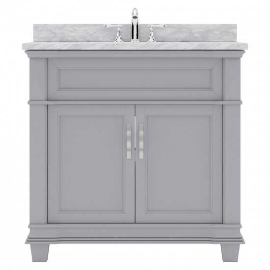 Victoria 36" Single Bath Vanity in Gray with White Marble Top and Round Sink