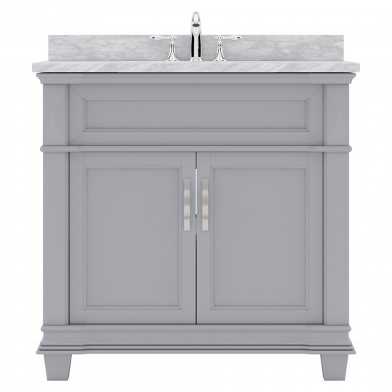 Victoria 36" Single Bath Vanity in Gray with White Marble Top and Square Sink