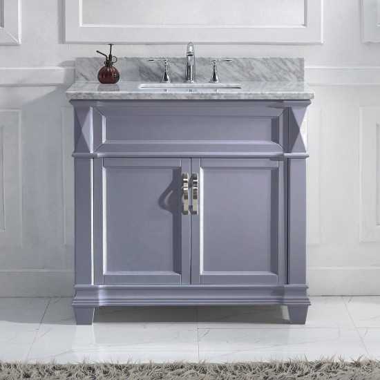 Victoria 36" Single Bath Vanity in Gray with White Marble Top and Square Sink