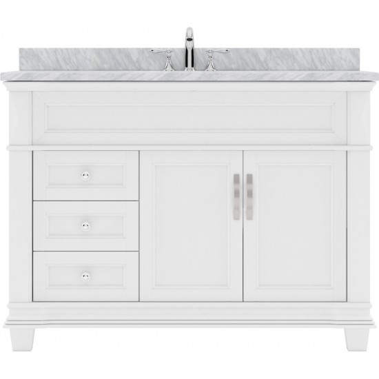 Victoria 48" Single Bath Vanity in White with White Marble Top and Round Sink