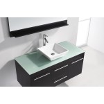 Marsala 48" Single Bath Vanity in Espresso with Clear Glass Top and Square Sink and Matching Mirror