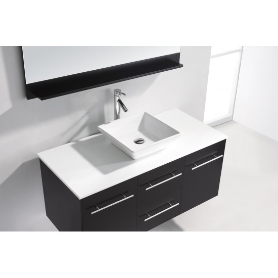 Marsala 48" Single Bath Vanity in Espresso with White Engineered Stone Top and Square Sink and Matching Mirror