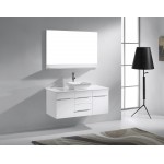 Marsala 48" Single Bath Vanity in White with White Engineered Stone Top and Square Sink and Matching Mirror