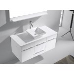 Marsala 48" Single Bath Vanity in White with White Engineered Stone Top and Square Sink and Matching Mirror