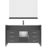 Ava 55" Single Bath Vanity in Espresso with Green Glass Top and Matching Mirror