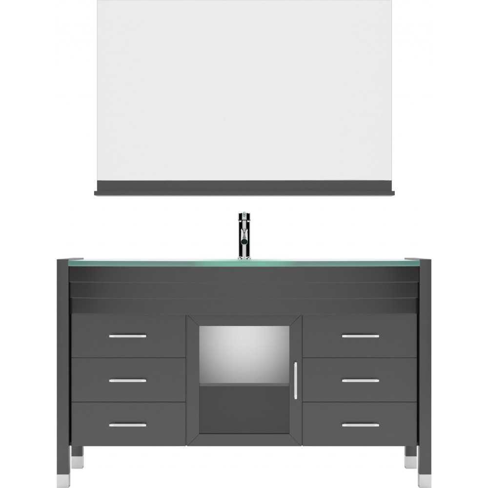Ava 55" Single Bath Vanity in Espresso with Green Glass Top and Matching Mirror
