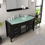 Ava 55" Single Bath Vanity in Espresso with Green Glass Top and Matching Mirror