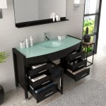 Ava 55" Single Bath Vanity in Espresso with Green Glass Top and Matching Mirror