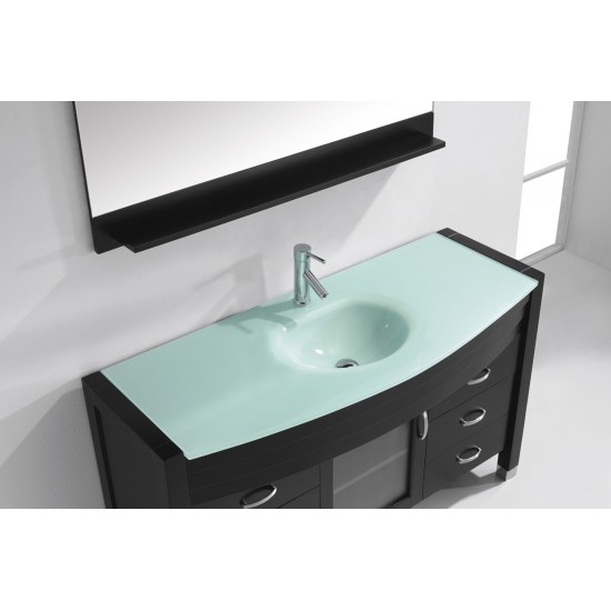 Ava 55" Single Bath Vanity in Espresso with Green Glass Top and Matching Mirror