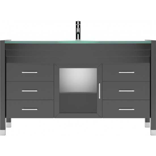 Ava 55" Single Bath Vanity in Espresso with Green Glass Top