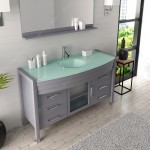 Ava 55" Single Bath Vanity in Gray with Green Glass Top and Matching Mirror