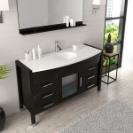 Ava 55" Single Bath Vanity in Espresso with White Engineered Stone Top and Round Sink and Matching Mirror