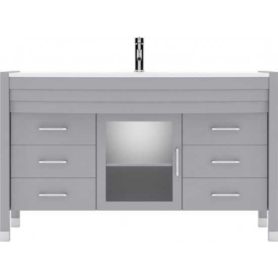 Ava 55" Single Bath Vanity in Gray with White Engineered Stone Top and Round Sink