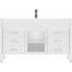 Ava 55" Single Bath Vanity in White with White Engineered Stone Top and Round Sink