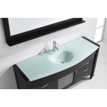 Ava 61" Single Bath Vanity in Espresso with Green Glass Top and Matching Mirror