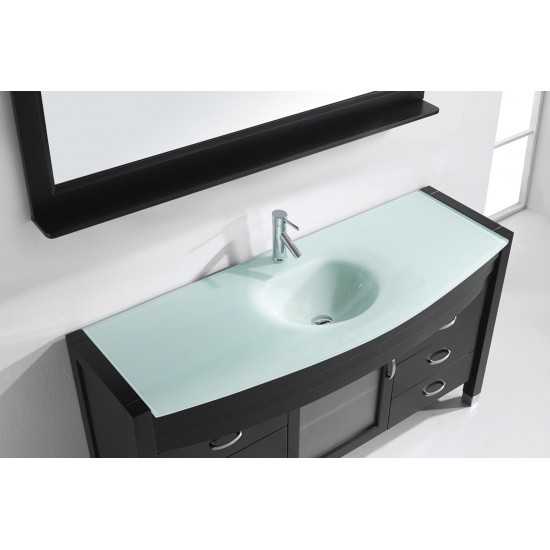 Ava 61" Single Bath Vanity in Espresso with Green Glass Top and Matching Mirror