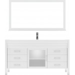 Ava 61" Single Bath Vanity in White with White Engineered Stone Top and Round Sink and Matching Mirror