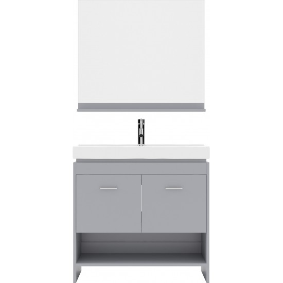 Gloria 36" Single Bath Vanity in Gray and Square Sink and Matching Mirror