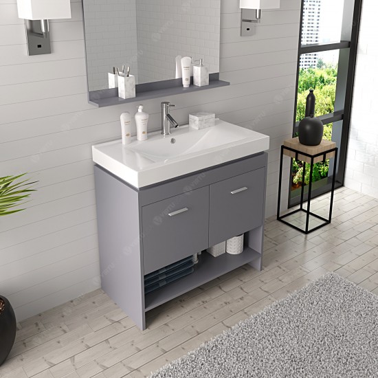 Gloria 36" Single Bath Vanity in Gray and Square Sink