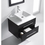 Marsala 29" Single Bath Vanity in Espresso with White Engineered Stone Top and Square Sink and Matching Mirror