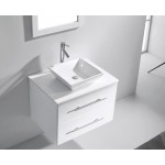 Marsala 29" Single Bath Vanity in White with White Engineered Stone Top and Square Sink and Matching Mirror