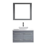 Marsala 35" Single Bath Vanity in Gray with White Engineered Stone Top and Square Sink and Matching Mirror