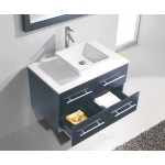 Marsala 35" Single Bath Vanity in Gray with White Engineered Stone Top and Square Sink and Matching Mirror