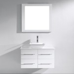 Marsala 35" Single Bath Vanity in White with White Engineered Stone Top and Square Sink and Matching Mirror