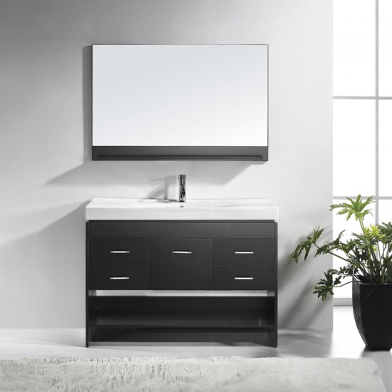 Gloria 48" Single Bath Vanity in Espresso and Square Sink and Matching Mirror