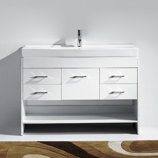 Gloria 48" Single Bath Vanity in White and Square Sink