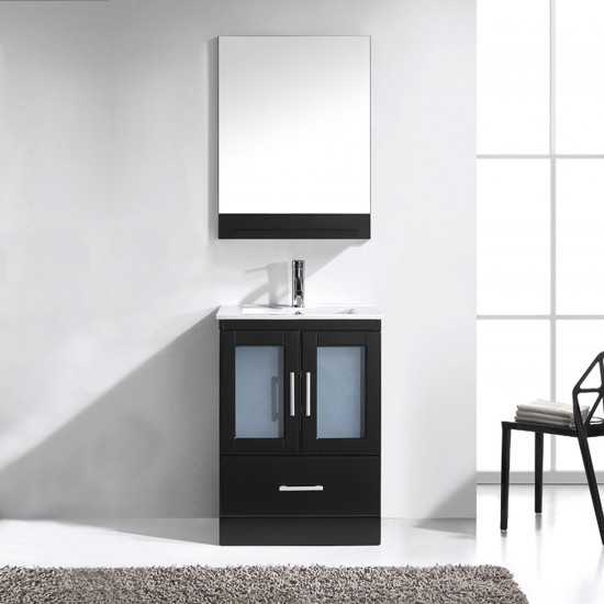 Zola 24" Single Bath Vanity in Espresso and Square Sink and Matching Mirror