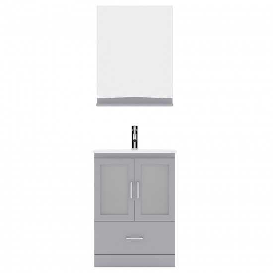 Zola 24" Single Bath Vanity in Gray and Square Sink and Matching Mirror