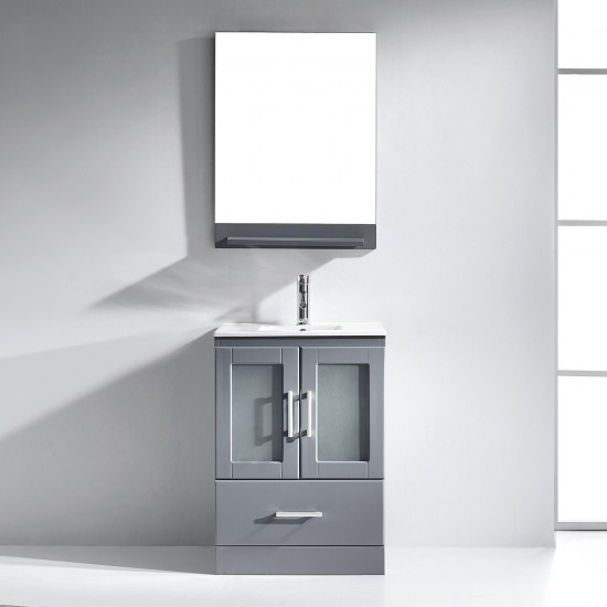 Zola 24" Single Bath Vanity in Gray and Square Sink and Matching Mirror