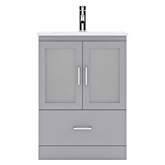 Zola 24" Single Bath Vanity in Gray and Square Sink