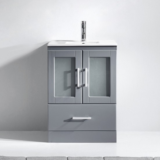 Zola 24" Single Bath Vanity in Gray and Square Sink