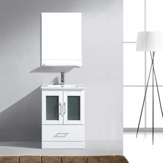 Zola 24" Single Bath Vanity in White and Square Sink and Matching Mirror