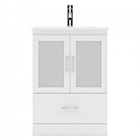 Zola 24" Single Bath Vanity in White and Square Sink