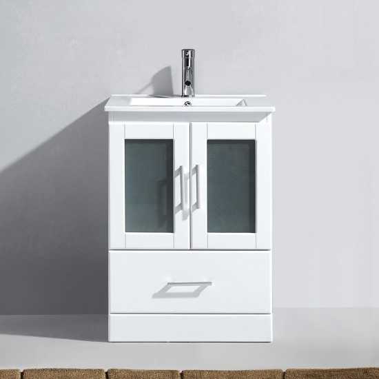 Zola 24" Single Bath Vanity in White and Square Sink