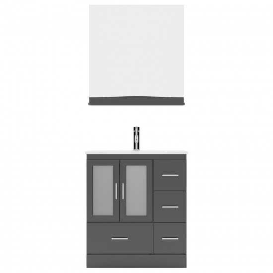 Zola 30" Single Bath Vanity in Espresso and Square Sink with Brushed Nickel Faucet and Matching Mirror