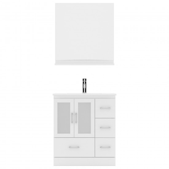 Zola 30" Single Bath Vanity in White and Square Sink and Matching Mirror