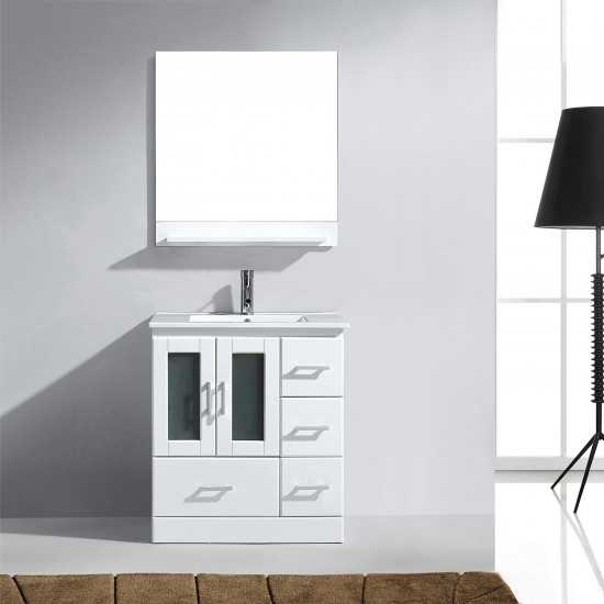 Zola 30" Single Bath Vanity in White and Square Sink and Matching Mirror